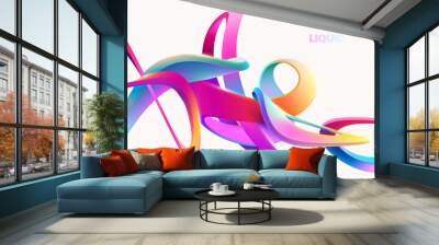 Colorful liquid circle. Abstract geometric shapes on white background. Wall mural