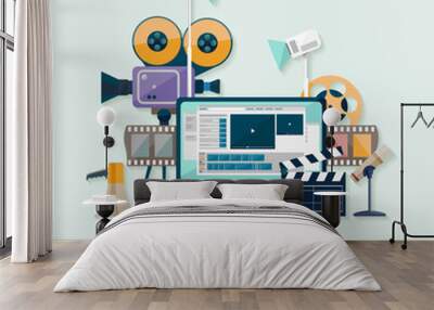 video production. flat design. Wall mural