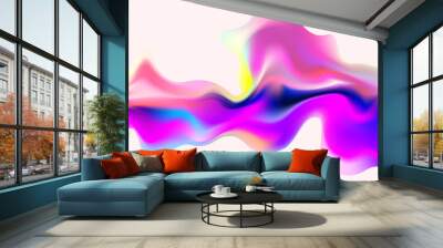 Wavy holographic gradient shape. Abstract iridescence background Wall mural