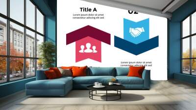 Arrows Vector Infographic. Presentation slide template. 2 steps chart diagram. Wall mural