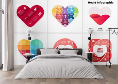 Heart sign Infographic. Medical healthcare concept. Blood donation, charity. Creative vector illustration. Valentine's Day card. Flyer template.  Wall mural