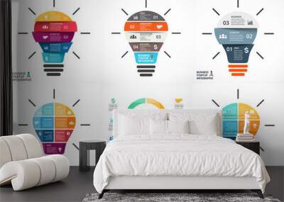 vector light bulb infographic. template for circle diagram Wall mural