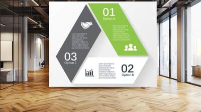 Vector triangle arrows infographic diagram  3 options Wall mural