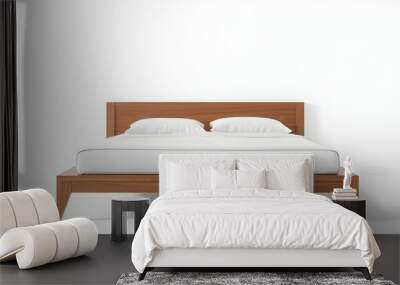 A minimalist bed frame with a sleek, modern design, isolated on a white background. Wall mural