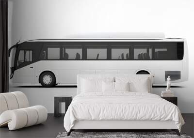 white modern luxury coach bus isolated on white background, side view. Wall mural