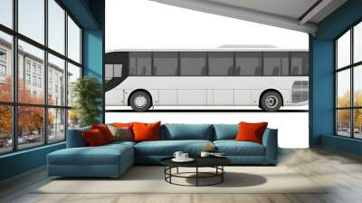 white modern luxury coach bus isolated on white background, side view. Wall mural