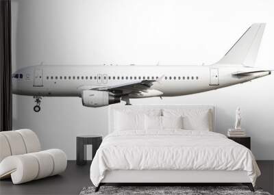 White passenger airplane isolated on white background, detailed photo, png.  Wall mural