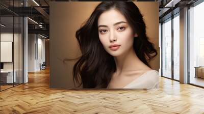 Asian model, beautiful woman pose for facial banner Wall mural