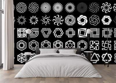 Futuristic elements for design. Big collection of abstract graphic geometric symbols and objects. Templates for notes, stickers, posters, banners, logo ,business cards Wall mural