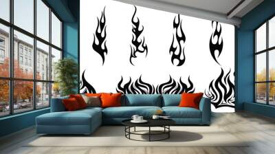 Silhouette Fire flames. Old school tattoo neo-tribal style or silhouette flame for cars. set vector icons. Fire sign. Fire flame icon isolated on white background. Vector illustration	 Wall mural