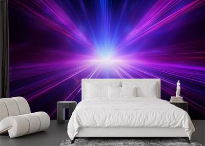 Abstract neon lights background with laser rays and glowing lines. Generative AI Wall mural