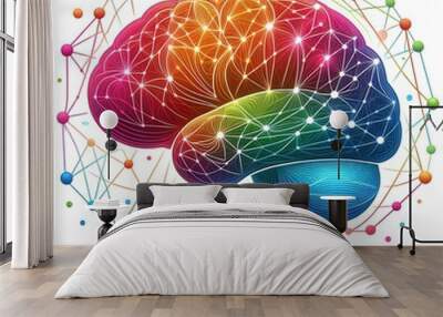 Colorful Brain Connectivity Concept Wall mural