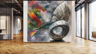 abstract shape  wave symbol  stick object  colorful Wall mural