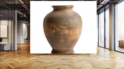 A pottery jar from Thailand stands alone against a transparent background Wall mural