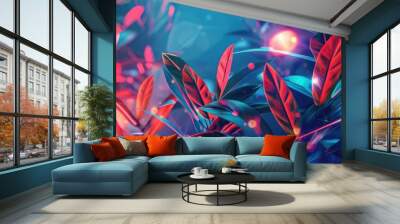 Abstract geometric speed texture pattern with natural plant and light elements Wall mural