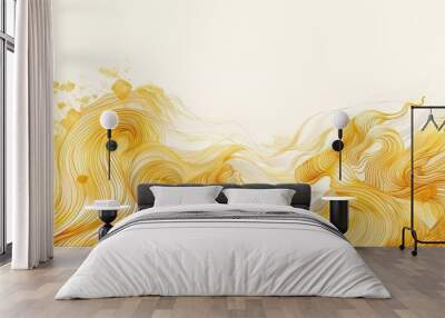 Abstract wave pattern on a white background with a yellow ramen doodle banner Wall mural