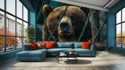 Adorable bear in captivity Wall mural