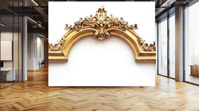 Antique decorative wooden frame in gold on a white background Wall mural