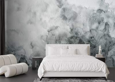 Background with a gray watercolor texture on paper Wall mural