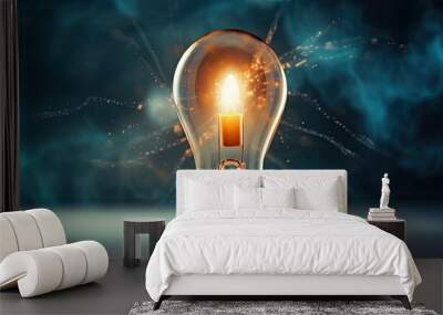 Boosting ideas with a light bulb rocket launch Wall mural