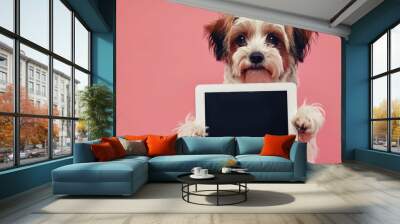 Canine holding an empty digital pad Wall mural