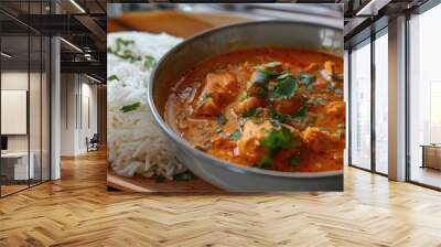 Chicken Curry with Dhansak Flavor Accompanied by Light Rice Wall mural