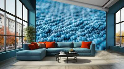 Close up view of blue textile carpet covering Wall mural