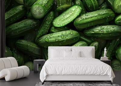 Crisp Texture of Fresh Cucumbers Wall mural