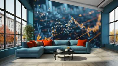 Financial growth chart for stock market investment trading. Wall mural