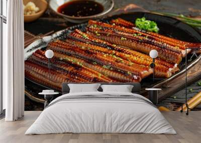 Grilled freshwater eel served with a classic sweet soy sauce dip Wall mural