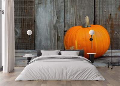 Pumpkin on wooden surface Wall mural