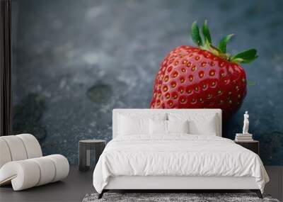 Ripe strawberry from an aerial perspective Wall mural