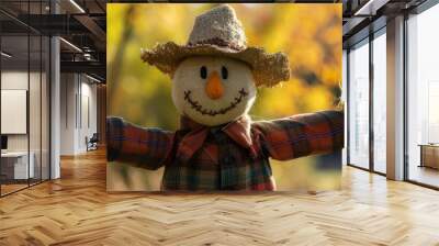 Scarecrow Figure with a Happy Face: The Joyful Countenance of a Scarecrow Figure with an Adorable Happy Face Adds Charm to any Scarecrow Figure Decor Wall mural