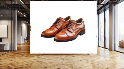 Stylish leather men s shoes displayed on a transparent background Wall mural