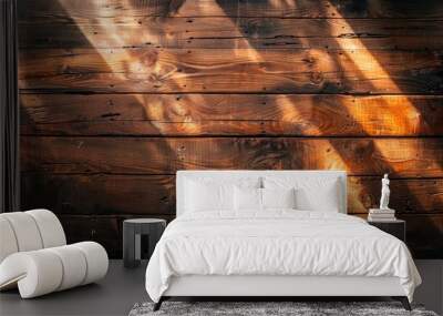 Textured wooden table seen from above Wall mural