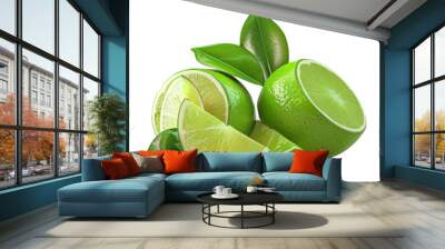 Two whole limes and a half with leaves Wall mural