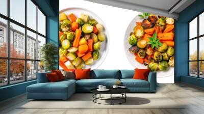 Vegan food concept White dish with baked vegetables Wall mural