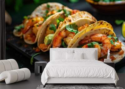 Vegan Tacos Made with Plant-Based Imitation Prawns and Shrimp Wall mural