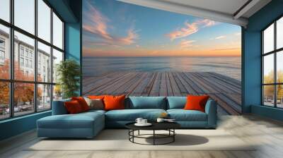 View of the horizon from the pier Wall mural