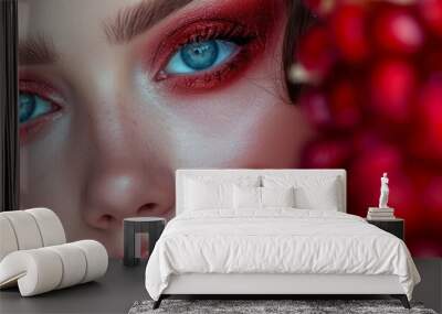 Woman with Pomegranate: A Professional Makeup Look for the Modern Woman Wall mural