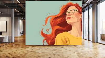 Young irish woman wearing casual clothes looking away to side with smile on face natural expression laughing confident Wall mural