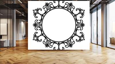 damask circle border on white background Wall mural