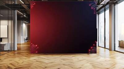 A dark background framed with vibrant red circuit-like patterns, evoking a high-tech and futuristic vibe. Wall mural