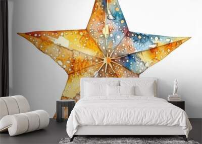 A vibrant watercolor clipart featuring a sparkling star  Wall mural