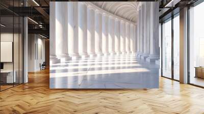 Minimalist Greek columns crafted from white marble. Wall mural