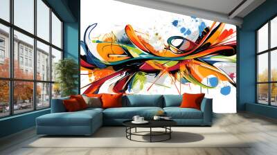 Abstract colorful street art graffiti wall urban creative modern vibrant mural design. Graffiti Murals. Illustration Wall mural