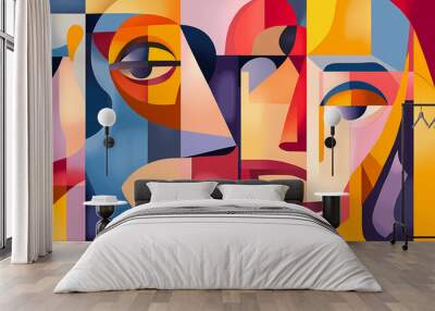 Abstract contemporary minimalism cubism art abstractionism style illustration. Cubism. Illustration Wall mural