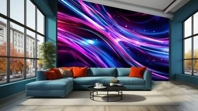 Abstract light trails in a dark setting with vibrant colors and motion. Vibrant Colors. Illustration Wall mural