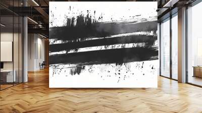 Abstract monochrome sheet dirty banner with stains parts. shabby material. black grunge stipple grey shades in gradient colors. grey lines grunge swoosh smudge shape. Monochrome. Illustration Wall mural