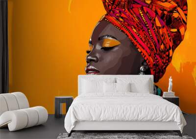 African attire. zulu woman in traditional african fashion portrait. Zulu Tribe. Illustration Wall mural